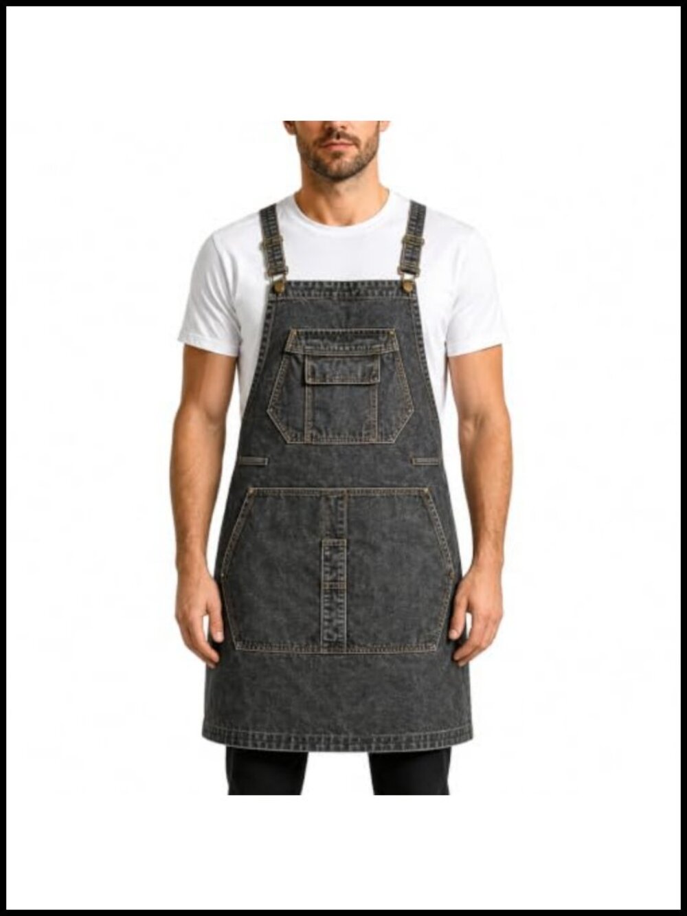 100% Cotton Denim Waist Apron 3 Pockets Adjustable Long Ties